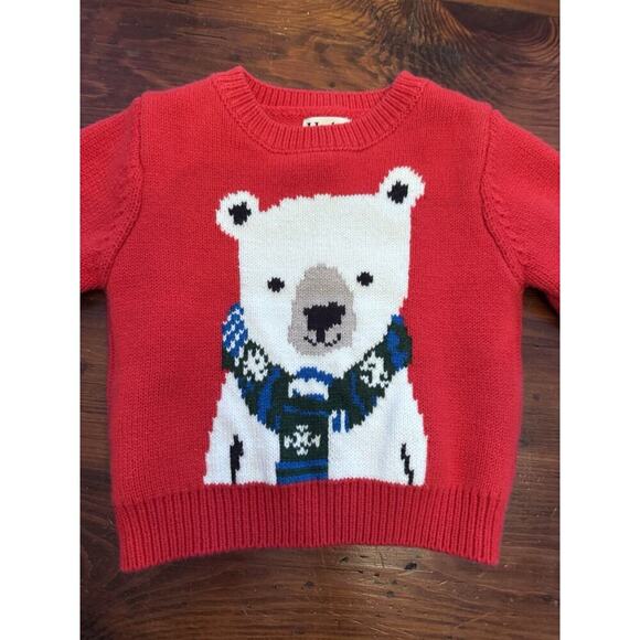 Hatley Holiday Bear Crew Neck Knit Sweater Red Baby Size 9-12 Months - Picture 8 of 10